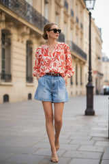 Choklate Paris Zarte Sommerbluse "Saint Tropez" Seiden-Viskosemix Rot
