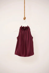 Choklate Paris Satin-Top Elisabeth dunkles Burgunderrot mit Schleife