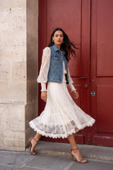 Choklate Paris Asymmetrischer Spitzenrock September Ecru - Bohemian Chic