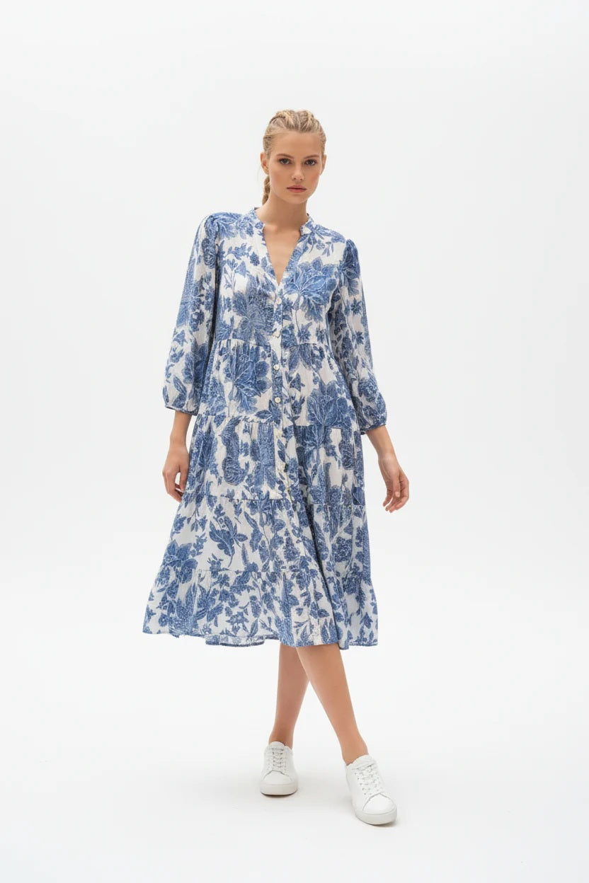 Choklate Paris Sienna Hemdblusenkleid Indigoblau Midilänge