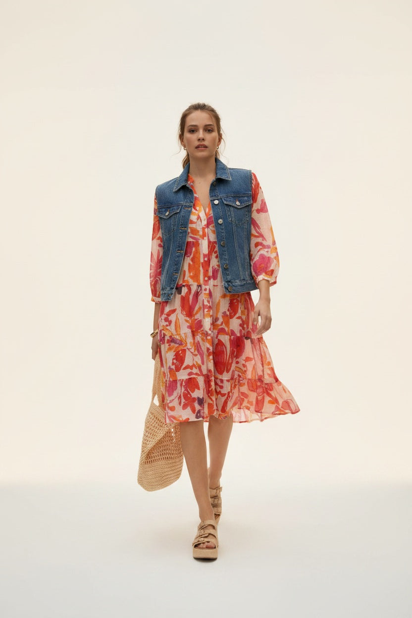 Choklate Paris Sienna Sommerkleid Midi-Länge Orange Hibiskus