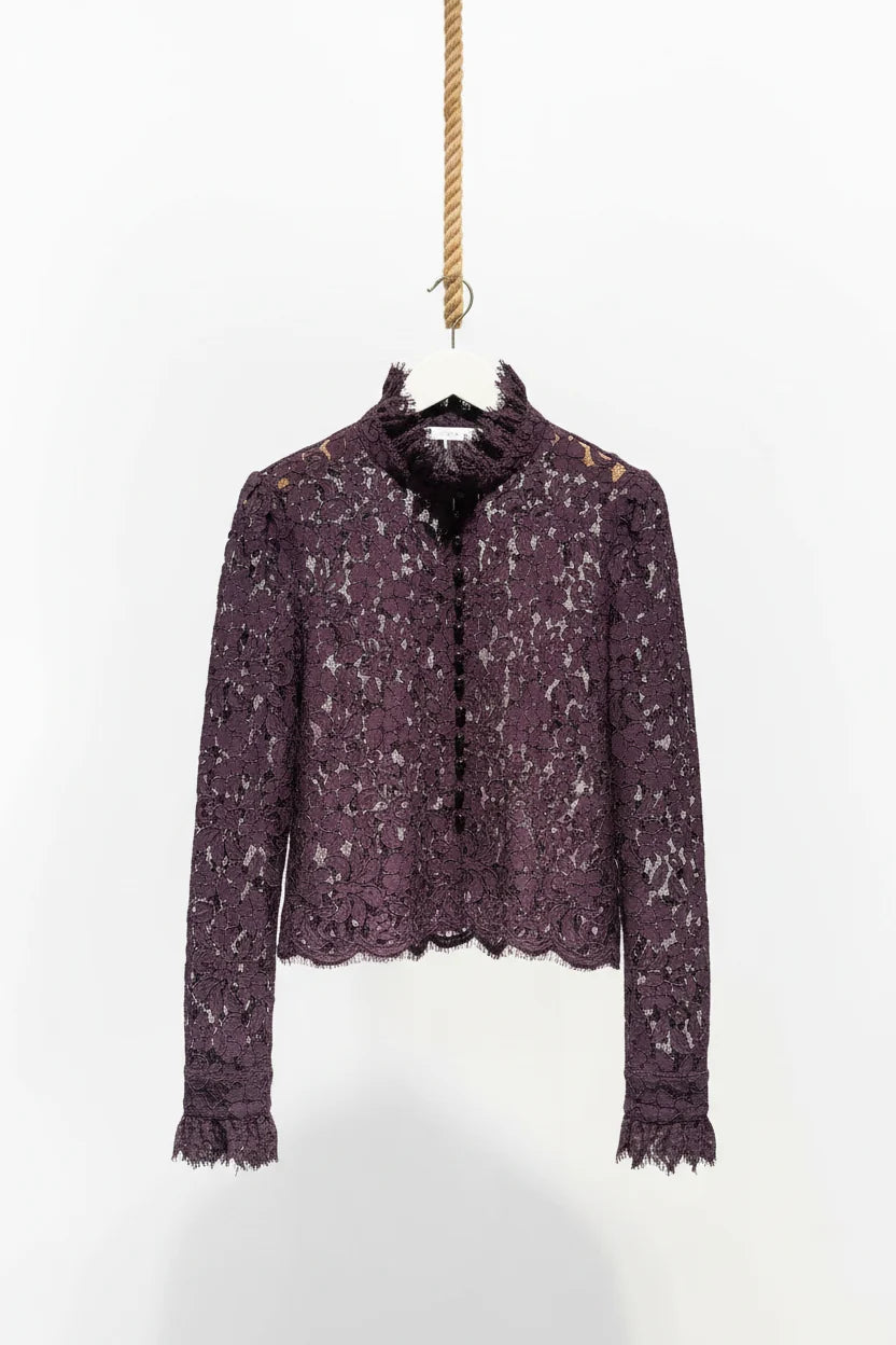 Choklate Paris Spitzenbluse mit Schmuckknöpfen Prune