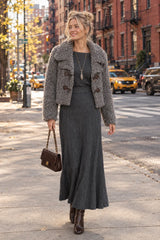 Attrait Paris kurzer Dufflecoat in Bouclé-Felloptik Grau