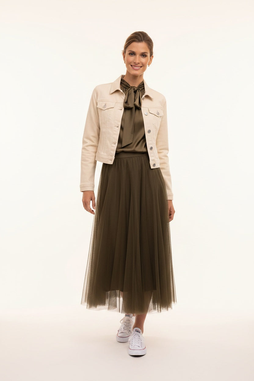 Choklate Paris - Tüllrock Ambre in Khaki – Slim-Fit Tüllrock