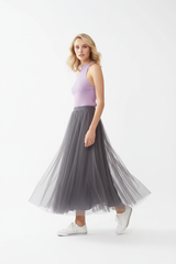 Choklate Paris Tüllrock Aria in Grau mit lilafarbenem Top