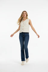 Choklate Paris Ärmellose Tweed-Weste Ecru