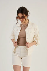 Ana & Lucy Jeans Jacke Romane Ecru Stretch-Denim