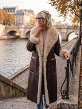 Cherry Paris Mantel Agneska in Lammfelloptik Braun-Beige