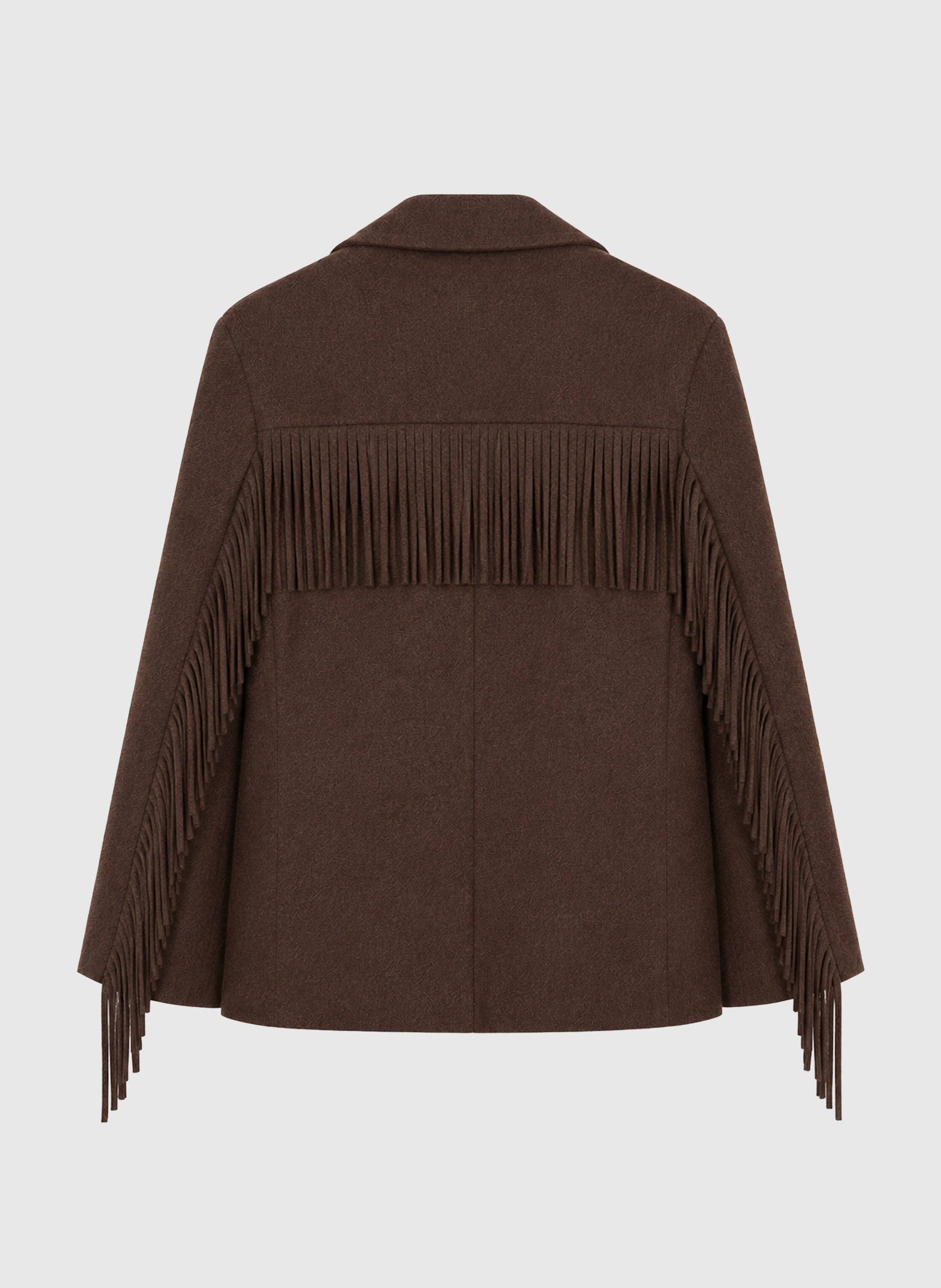 Ange Paris Übergangsjacke Hawika mit Fransen Kaffeebraun