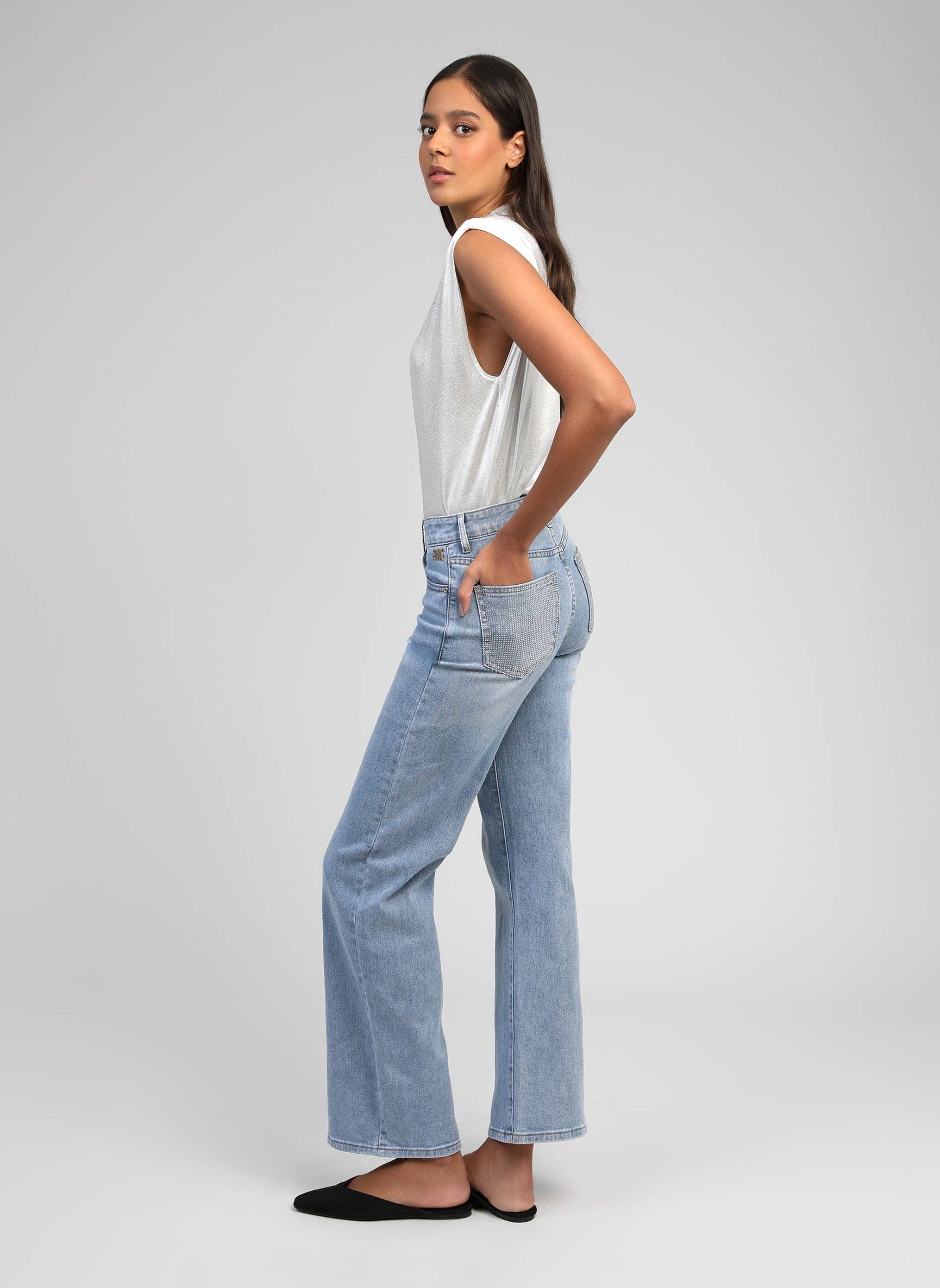 Ange Paris Jeans Pipoche Hellblau Gerader Schnitt