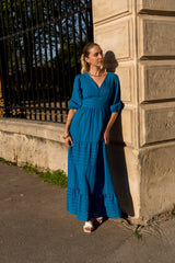 Choklate Paris Maxikleid Taylor aus durchbrochener Baumwolle Königsblau