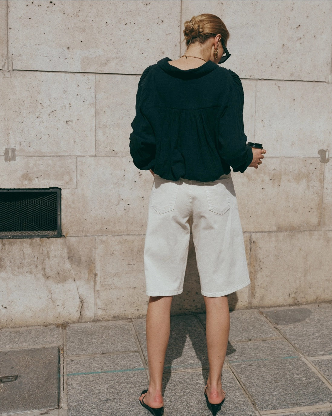 Ana & Lucy Bermuda-Shorts Baggy Dad "Clara" weiter Schnitt - Ecru