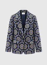 An'ge Paris Blazer Harlemo Schwarz-Blau Jacquard Gerader Schnitt