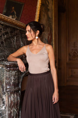 Glänzendes Lurex-Trägershirt - 8752: Beige / Eine Größe