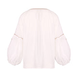 JEP Holland Bestickte Bluse Weiß Beige 100% Baumwolle Boho