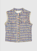 Ange Paris Tweed-Weste Avayana Blau Tailliert