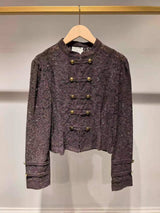 Choklate Paris Céline Spitzen-Blusenjacke mit Stehkragen in Choco