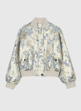 Ange Paris Jacke im Bomberstil Cassyani Brokat Silber glänzend Beige