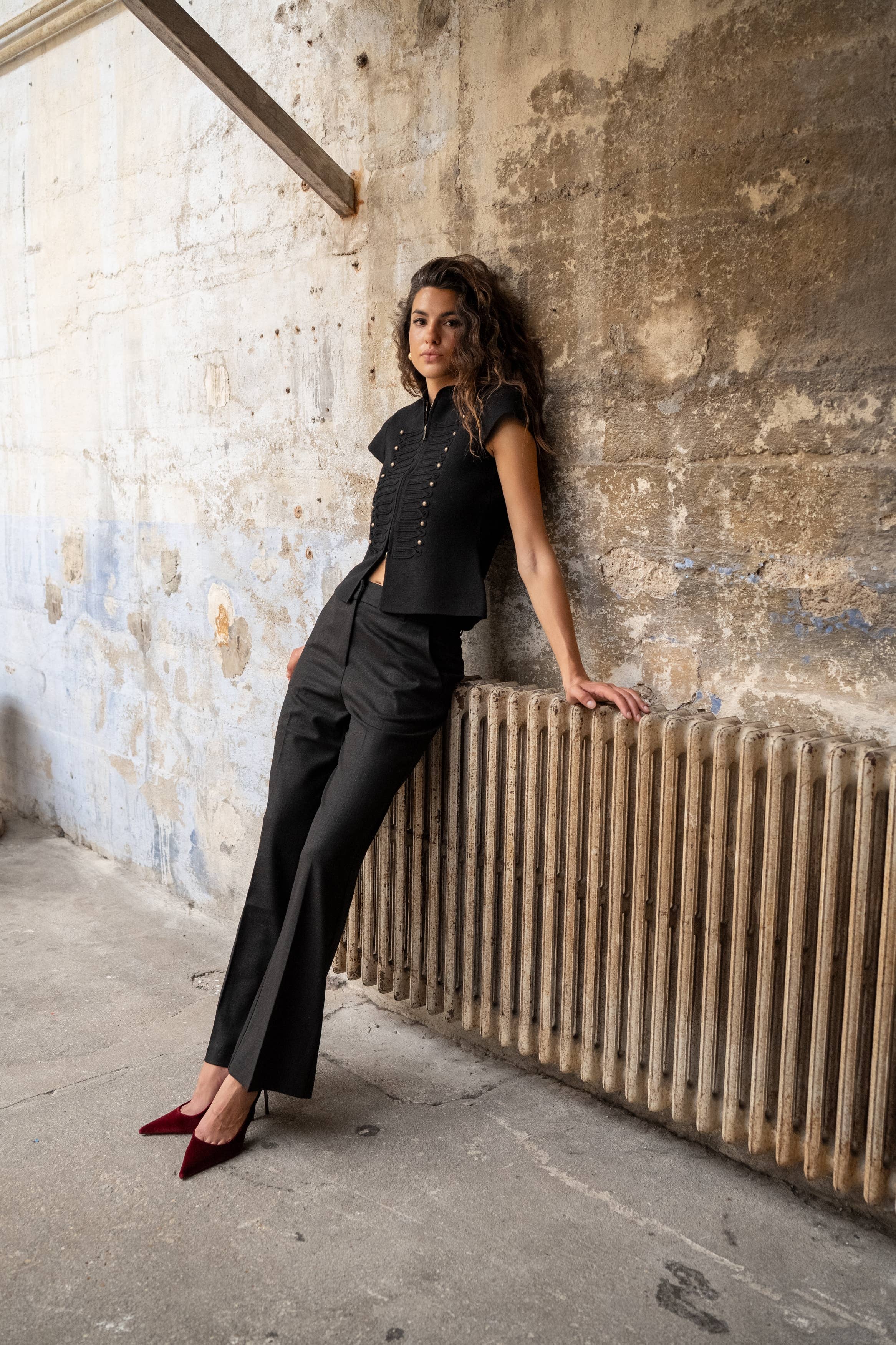 Lulumary Straight-Flare-Hose meliert Schwarz