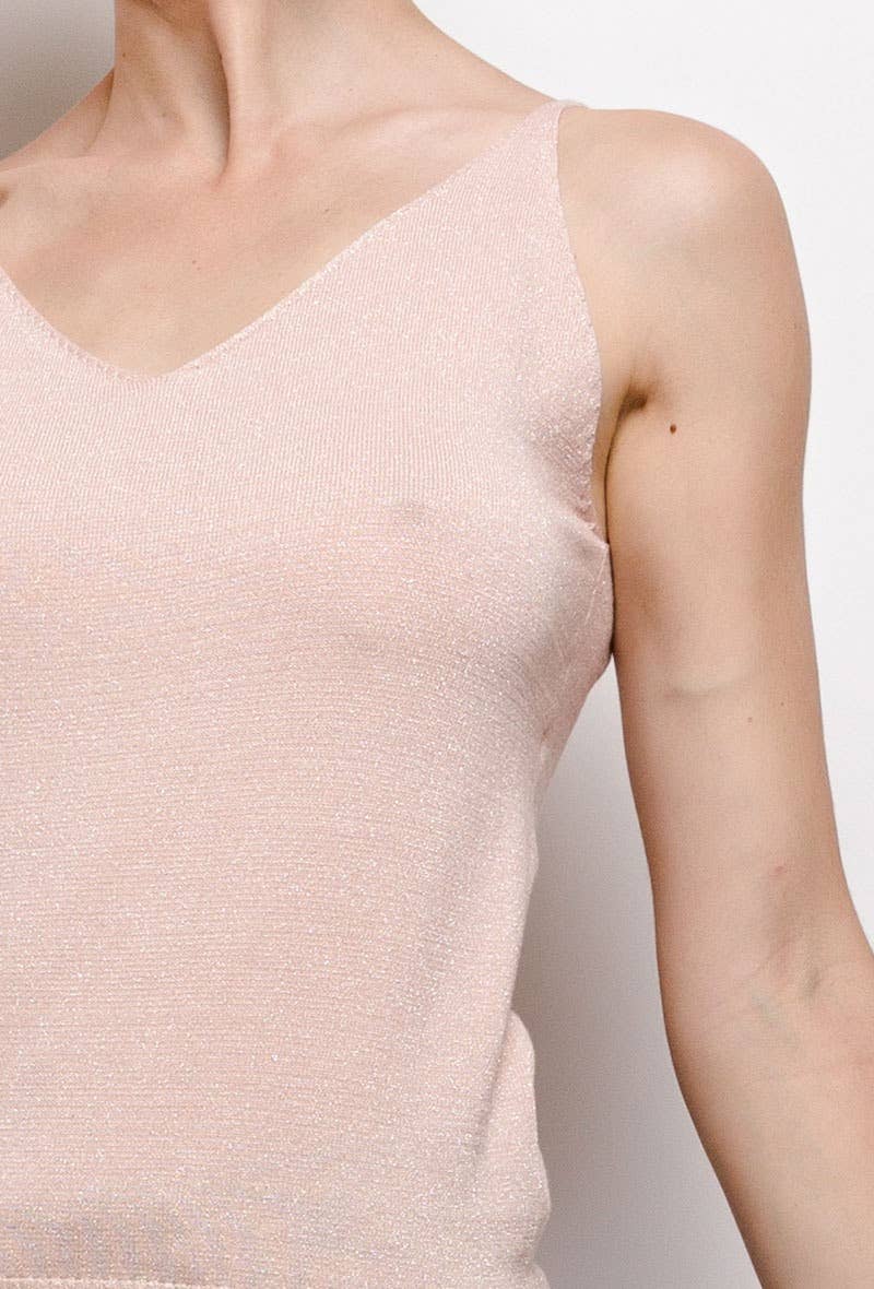 Glänzendes Lurex-Trägershirt - 8752: Bordeaux / Eine Größe