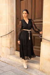 Choklate Paris Langes Spitzenkleid Simone Schwarz
