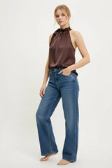 Choklate Paris Satin-Top Elisabeth Chocobraun mit Schleife