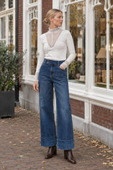 Produktname:  Ana & Lucy Wide-Straight-Jeans „Elysia“ Dunkelblau mit hoher Taille