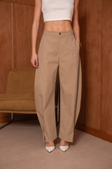 Attentif Paris Ballonhose mit Bindeband am Saum Camel