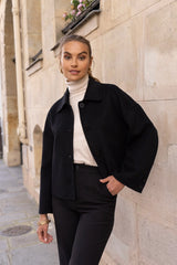 Attentif Paris handgefertigte kurze Wolljacke Schwarz