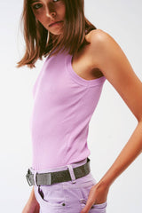 Q2 Gestricktes Top in Lila | Figurbetont & Feinstrick | Lässiger Stil