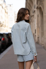 Choklate Paris Jeansjacke Thesse Hellblau mit Tweed-Details