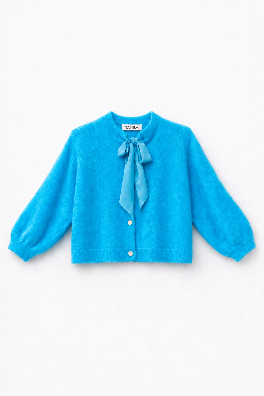 Flauschige Strickjacke mit Schluppen-Kragen: Puder