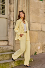 Lulumary Doppelreihiger Blazer Gelb gerader Schnitt