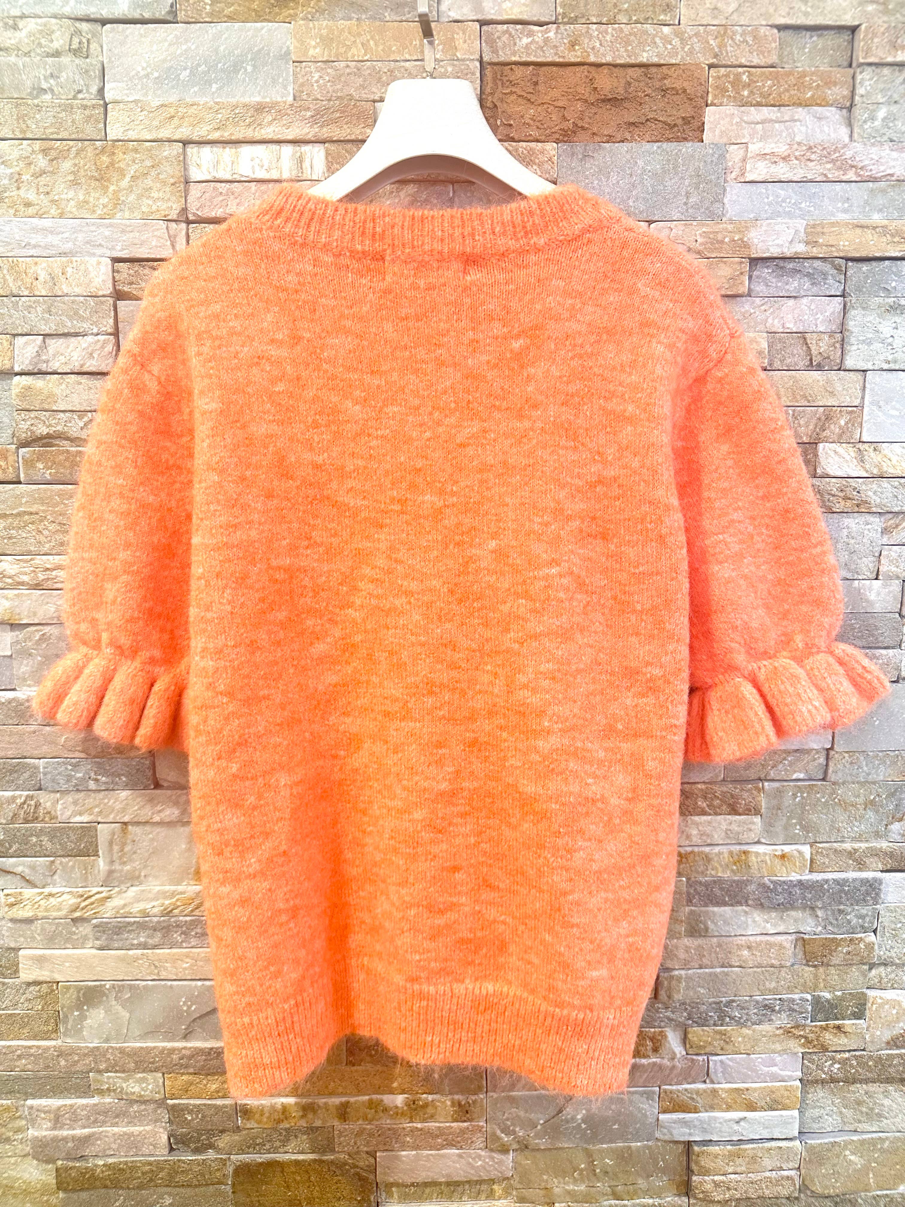✨ Weicher Feinstrickpullover mit Volantärmeln AP185: Blanc / Standardmäßig / Eine Größe