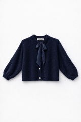 Flauschige Strickjacke mit Schluppen-Kragen: Anthrazit