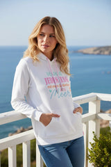 Zwillingsherz Hoodie - Beginne jeden Tag mit einem Gedanken ans Meer in Weiß