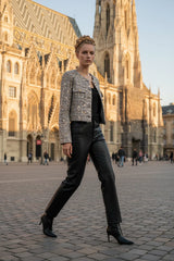Choklate Paris kurze Tweedjacke Jenny mit Pailletten Schwarz-Weiß
