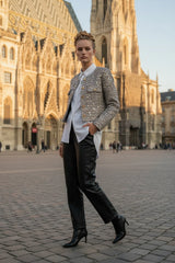 Choklate Paris kurze Tweedjacke Jenny mit Pailletten Schwarz-Weiß