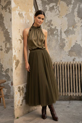 Choklate Paris Slim-Fit-Tüllrock Ambre Khaki