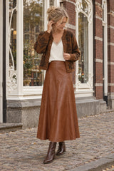 An’ge Paris Strickjacke NAYANA Cognac-Braun mit Jacquardmuster