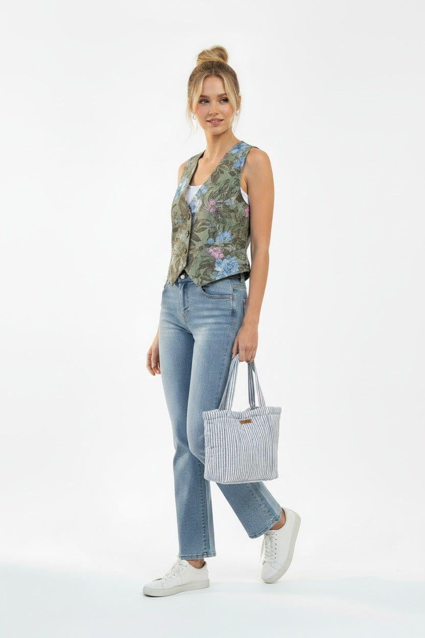 Lanidor Gestreifte Schultertasche Hellblau