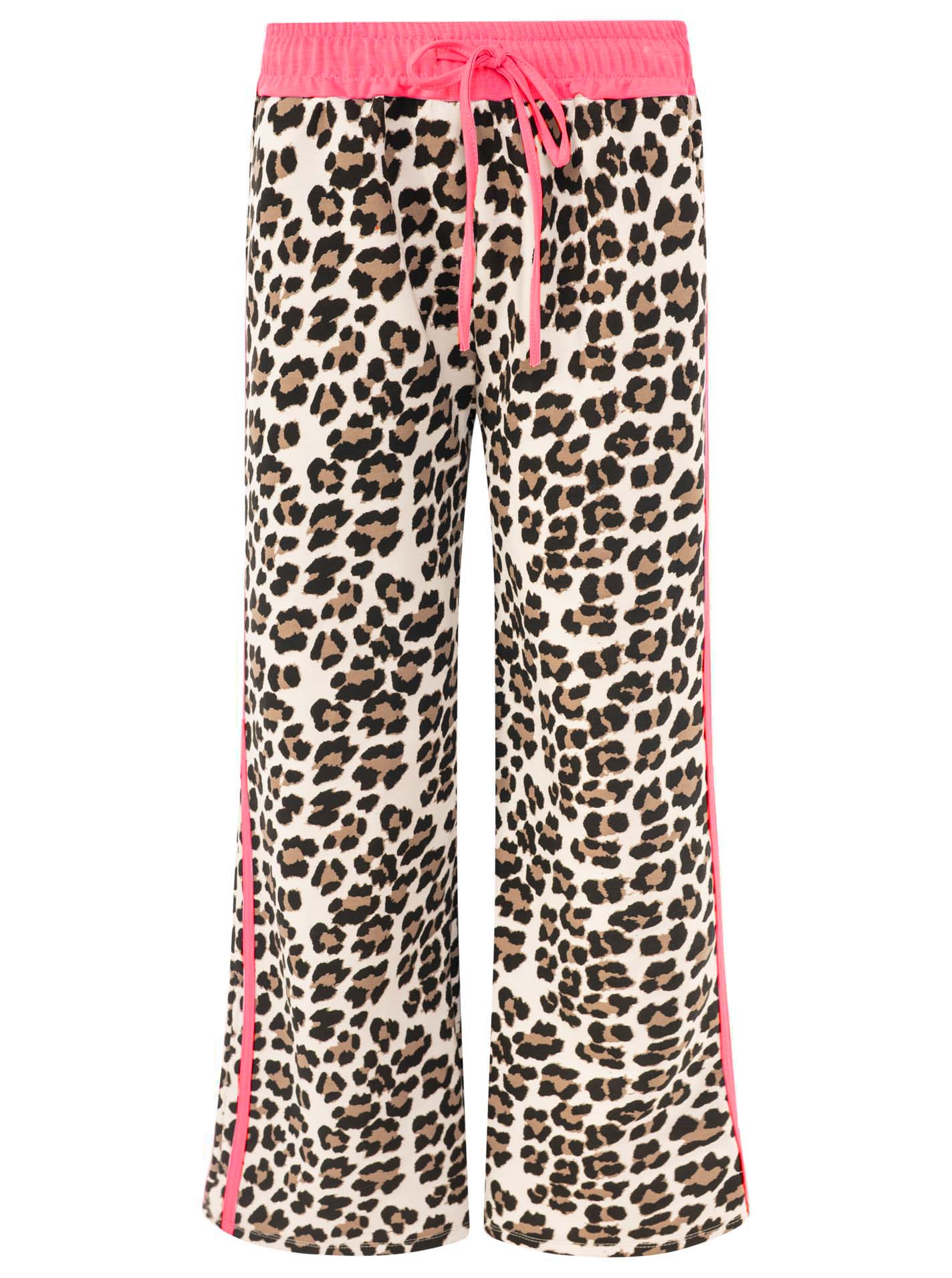 Zwillingsherz Lounge Hose Leo mit Kontrastbund Neonpink
