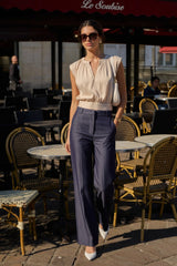 Lulumary Gerade Hose Raw Denim Blue aus leichtem Material