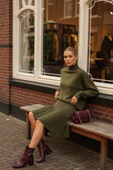 Lulumary Weicher Stehkragen-Pullover Khaki