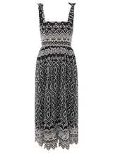 Zwillingsherz Maxikleid mit Lochstickerei Schwarz Weiß