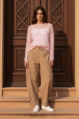 NAÏS Paris leichter Mohair-Pullover Bonbonrosa mit U-Boot-Ausschnitt