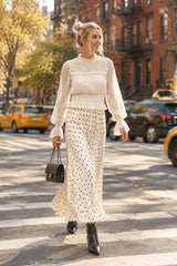 Choklate Paris Bluse Rena mit Smokdetails und Volants in Ecru