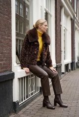 TAMBA Feinstrick-Rollkragenpullover mit Viskose und Angora Gelb