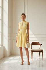 Ange Paris Kurzes Sommerkleid "Orléane" 100% Viskose - Gelb
