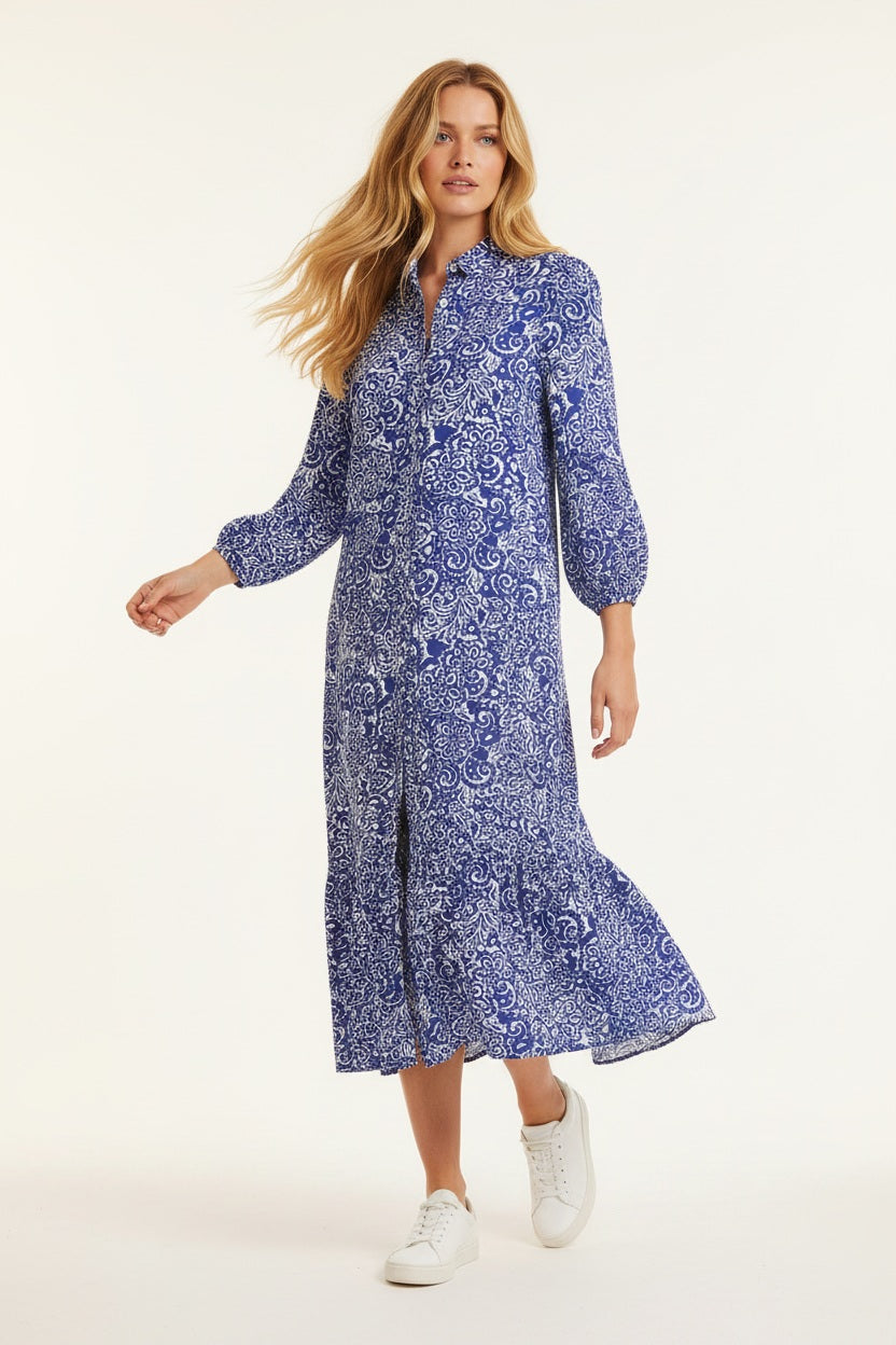 Zwillingsherz Kleid Viskose "Gemustert" Paisley Blau